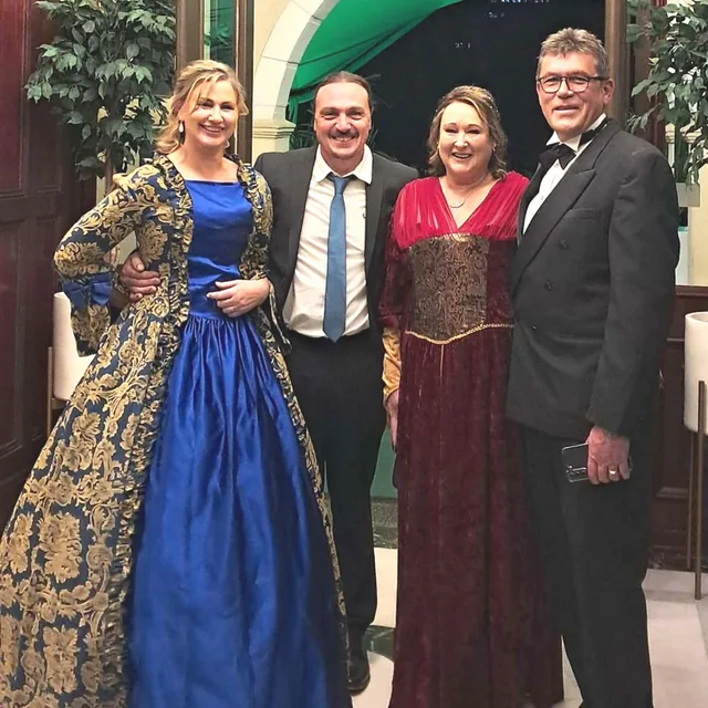 Guests dressed for a Mystery Ghost dinner show